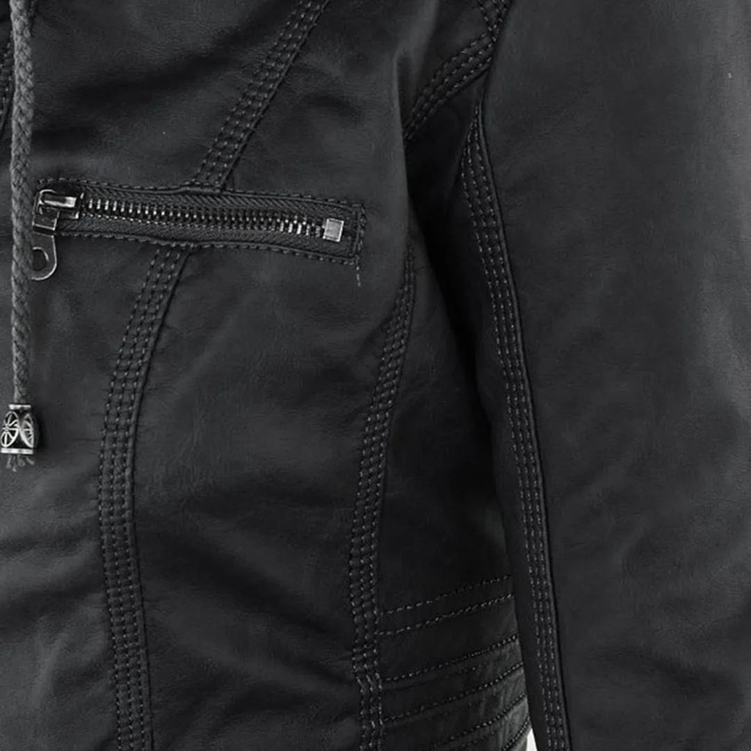 Olivia™ | Waterproof Women's Leather Jacket with Hood