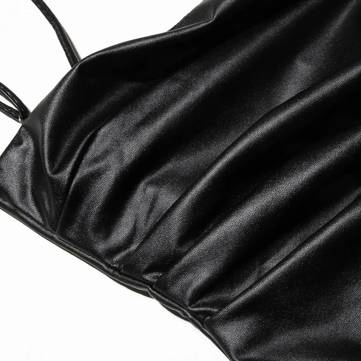 Onyx Lace-Up Faux Leather Midi Dress