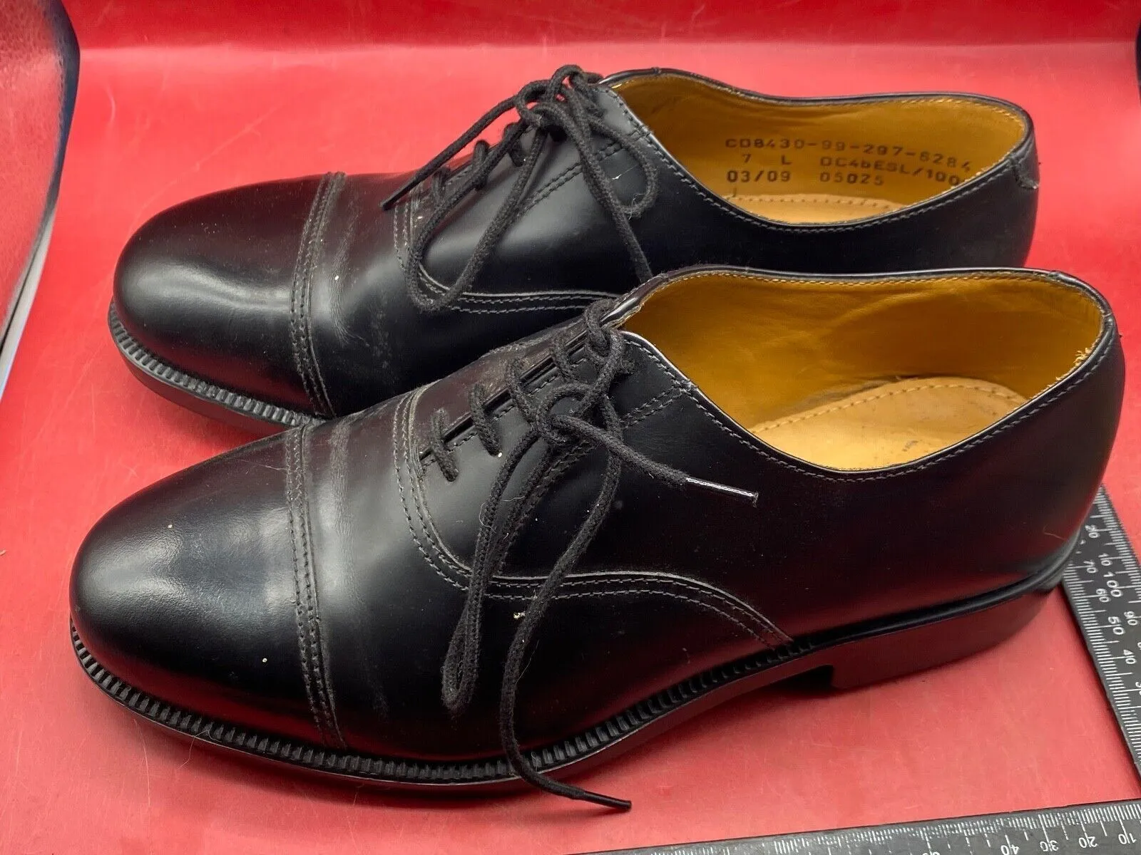 Original British Army Black Leather Parade Shoes - Size 7 L