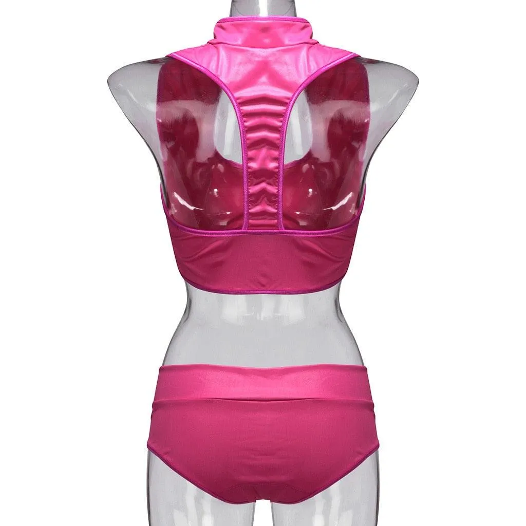 Patent Leather Bustier Top with Deep Cleavage