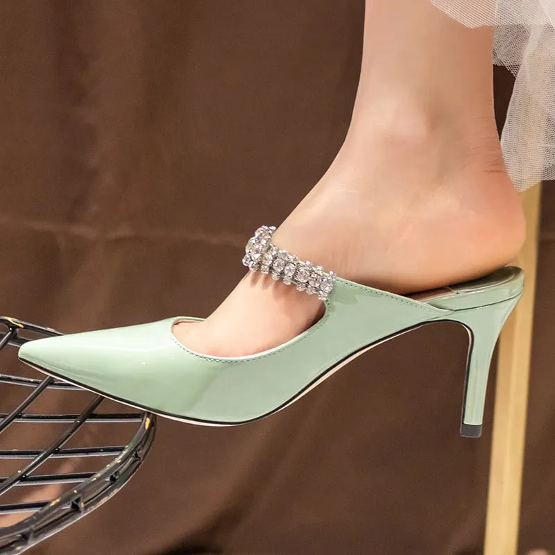 Patent Leather Stylish Pointed Stiletto High Heel Shoes