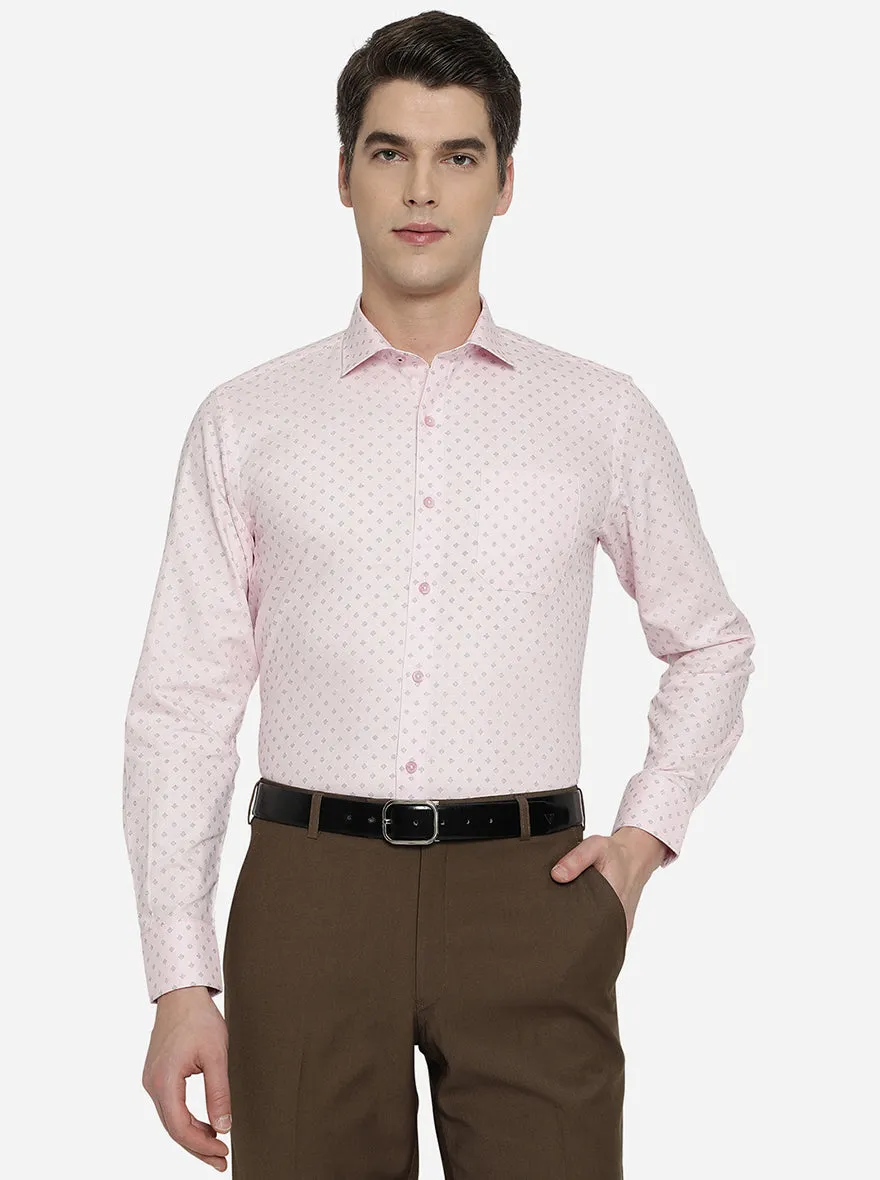 Pink & Blue Printed Regular Fit Formal Shirt | Greenfibre