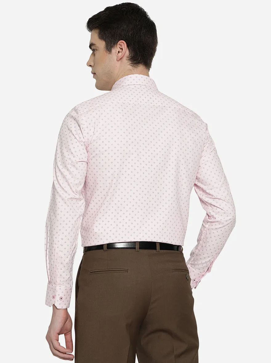 Pink & Blue Printed Regular Fit Formal Shirt | Greenfibre