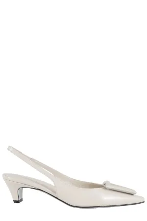 Pointed Toe Slingback Shoes With Decorative Application