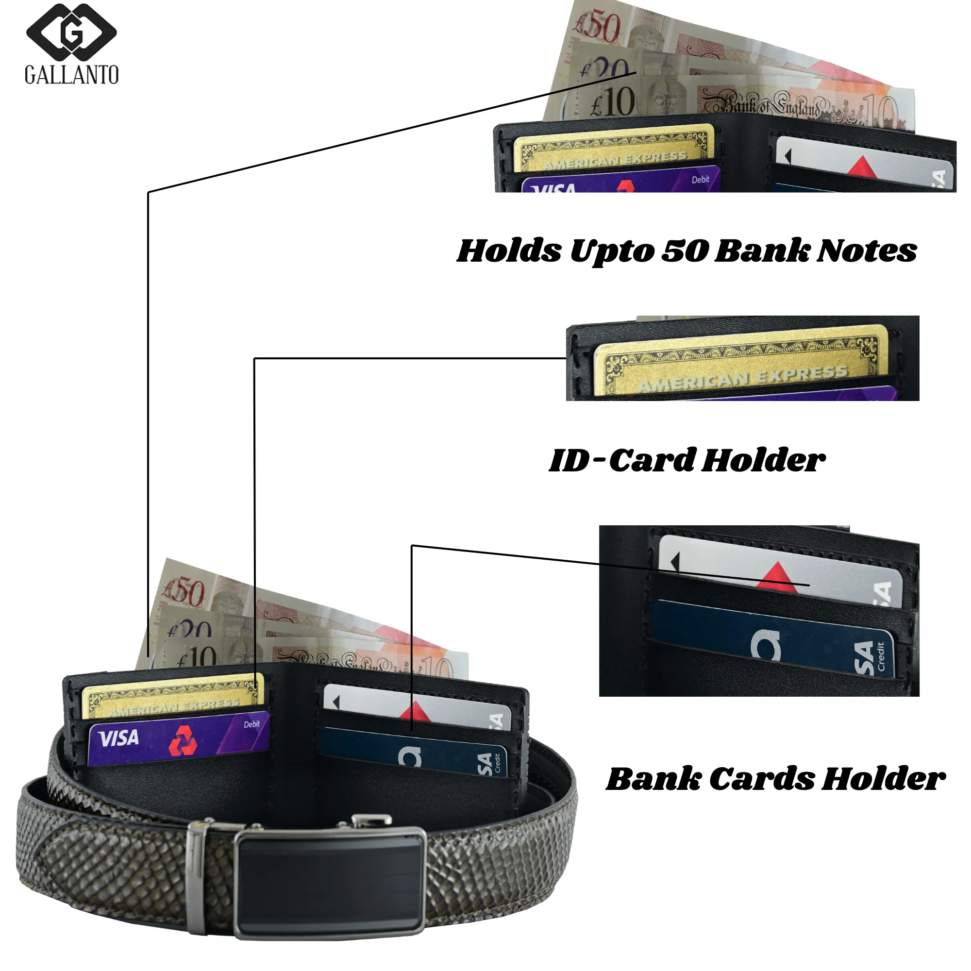 Premium Leather Belt & Leather Wallet Set – Stylish Men's Leather Gift – Christmas Gift