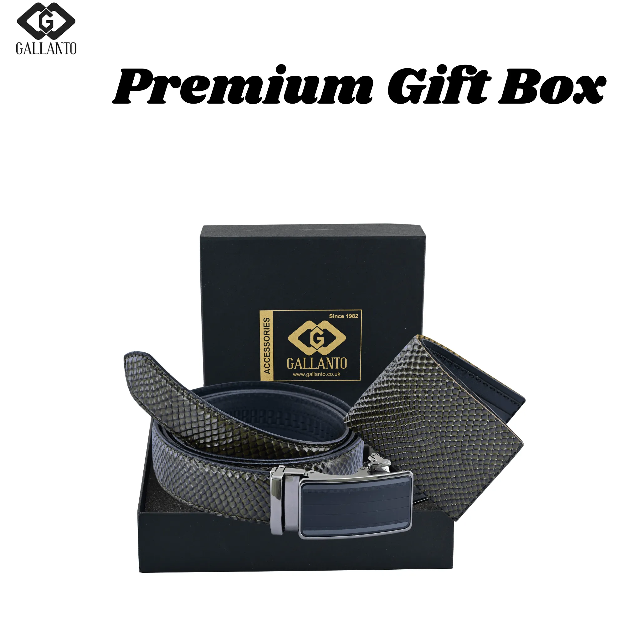Premium Leather Belt & Leather Wallet Set – Stylish Men's Leather Gift – Christmas Gift