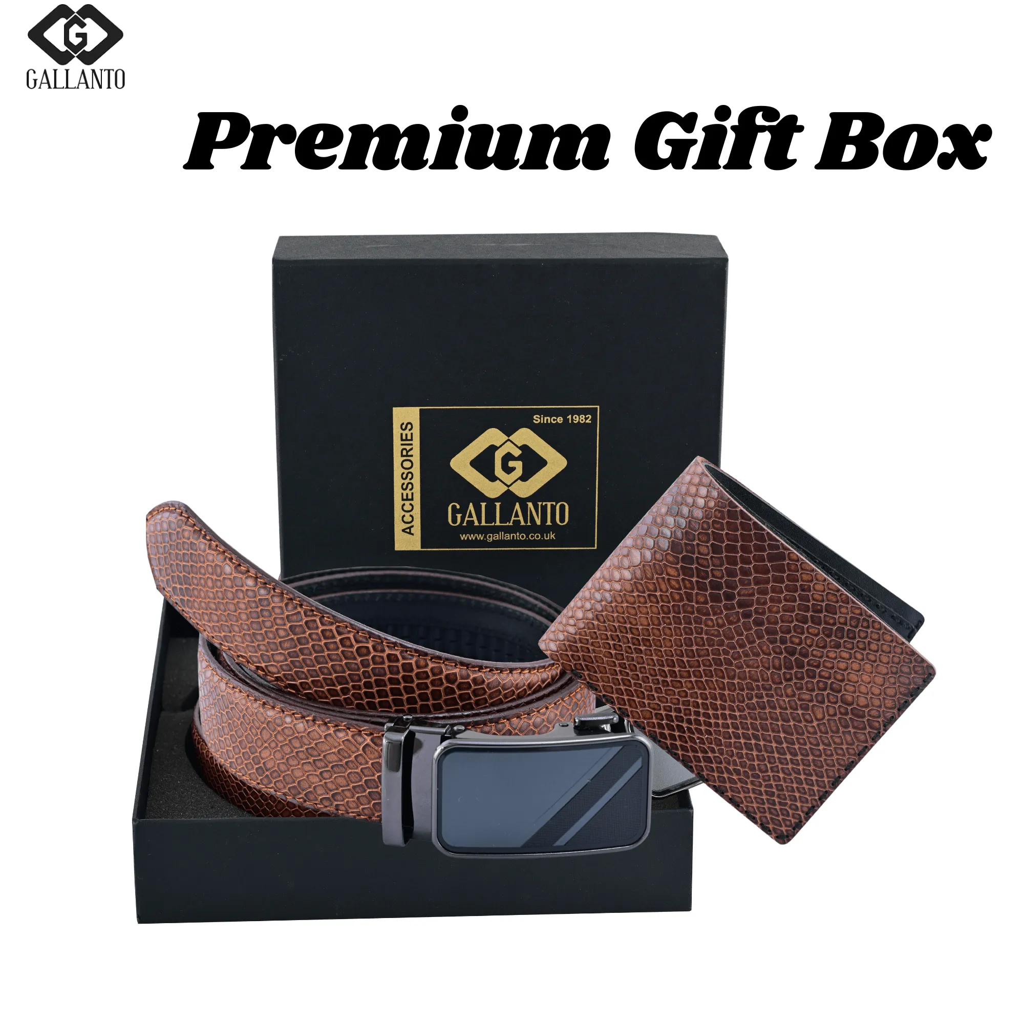 Premium Leather Belt & Leather Wallet Set – Stylish Men's Leather Gift – Christmas Gift