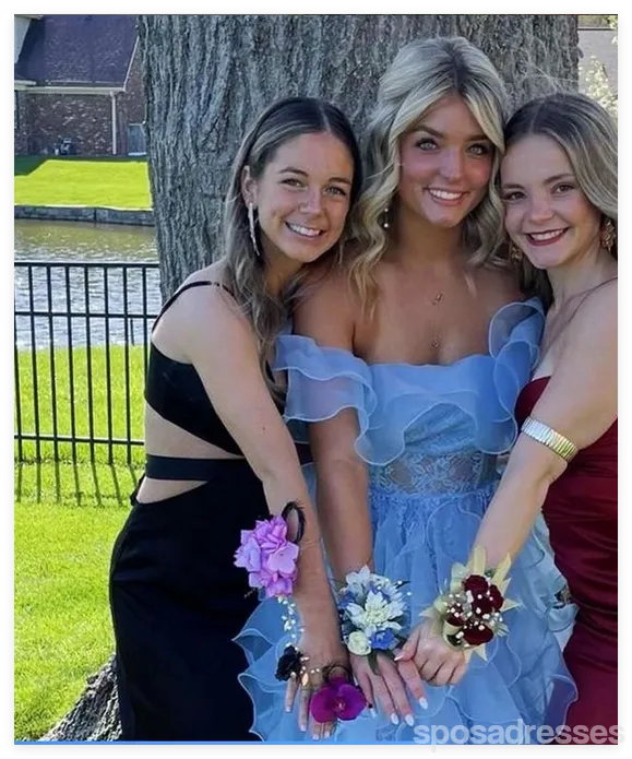 Pretty Blue A-line Off Shoulder Long Party Prom Dresses Ideas,Evening Gowns,13679