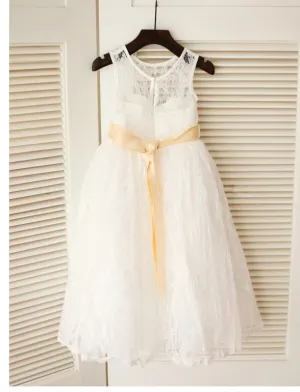 Princess Long Lace Sash/Ribbon/Belt Flower Girl Dresses