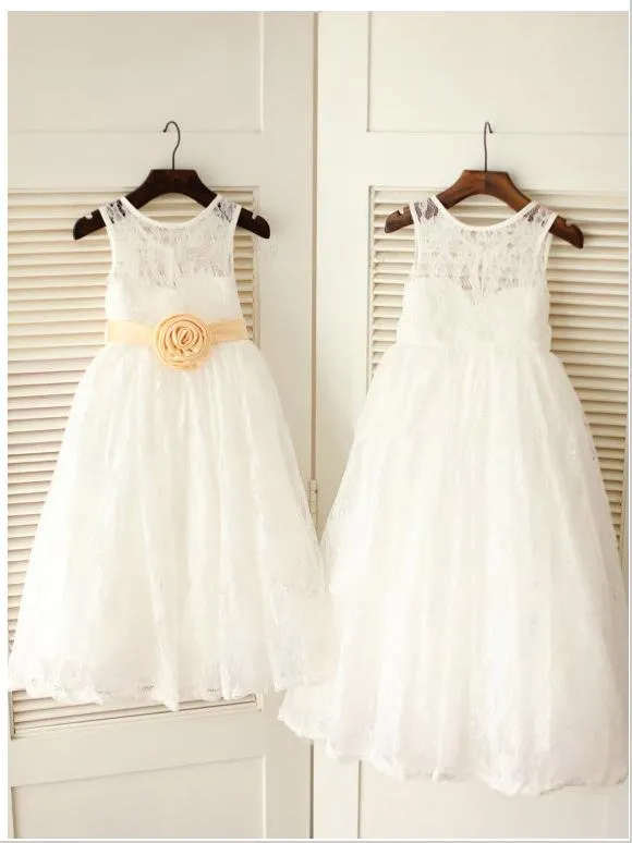 Princess Long Lace Sash/Ribbon/Belt Flower Girl Dresses