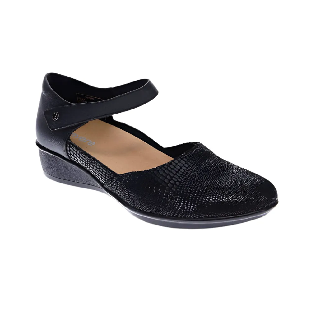 Revere Women's Osaka Mary Jane Black Lizard