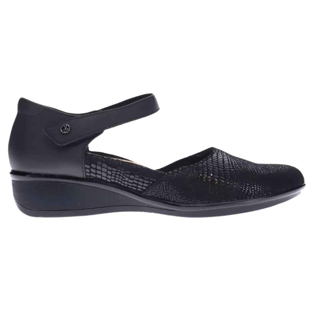 Revere Women's Osaka Mary Jane Black Lizard