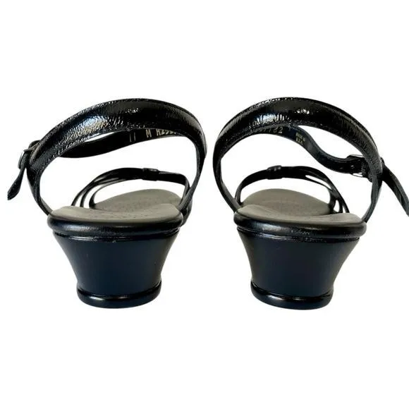 SAS Tripad Strippy Comfort‎ Wedge Sandal Black Patent Dress Made in USA Size 11