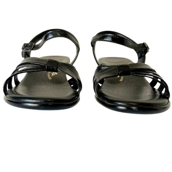 SAS Tripad Strippy Comfort‎ Wedge Sandal Black Patent Dress Made in USA Size 11
