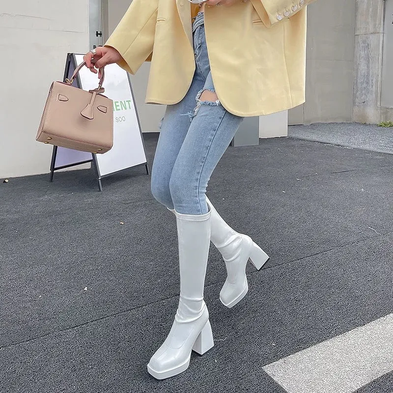 Selene-300 Knee-High Patent Leather Boots
