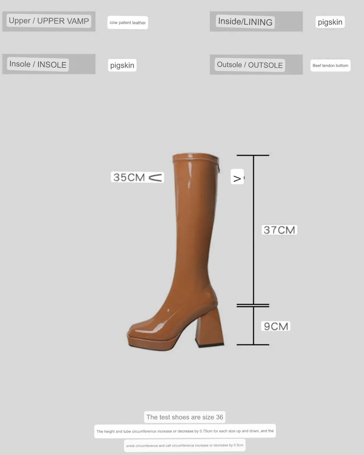 Selene-300 Knee-High Patent Leather Boots