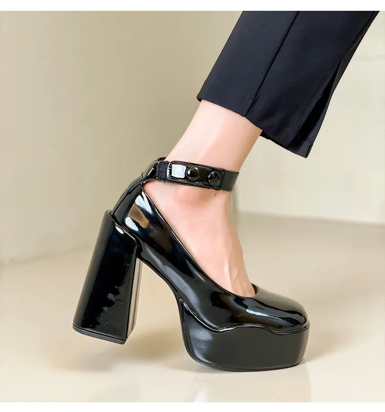 Selene-349 Patent Leather High Heels