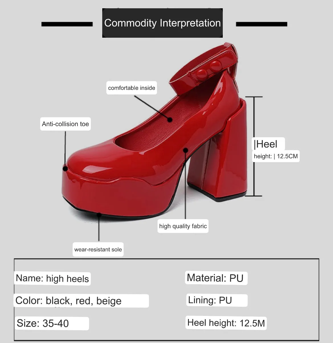 Selene-349 Patent Leather High Heels