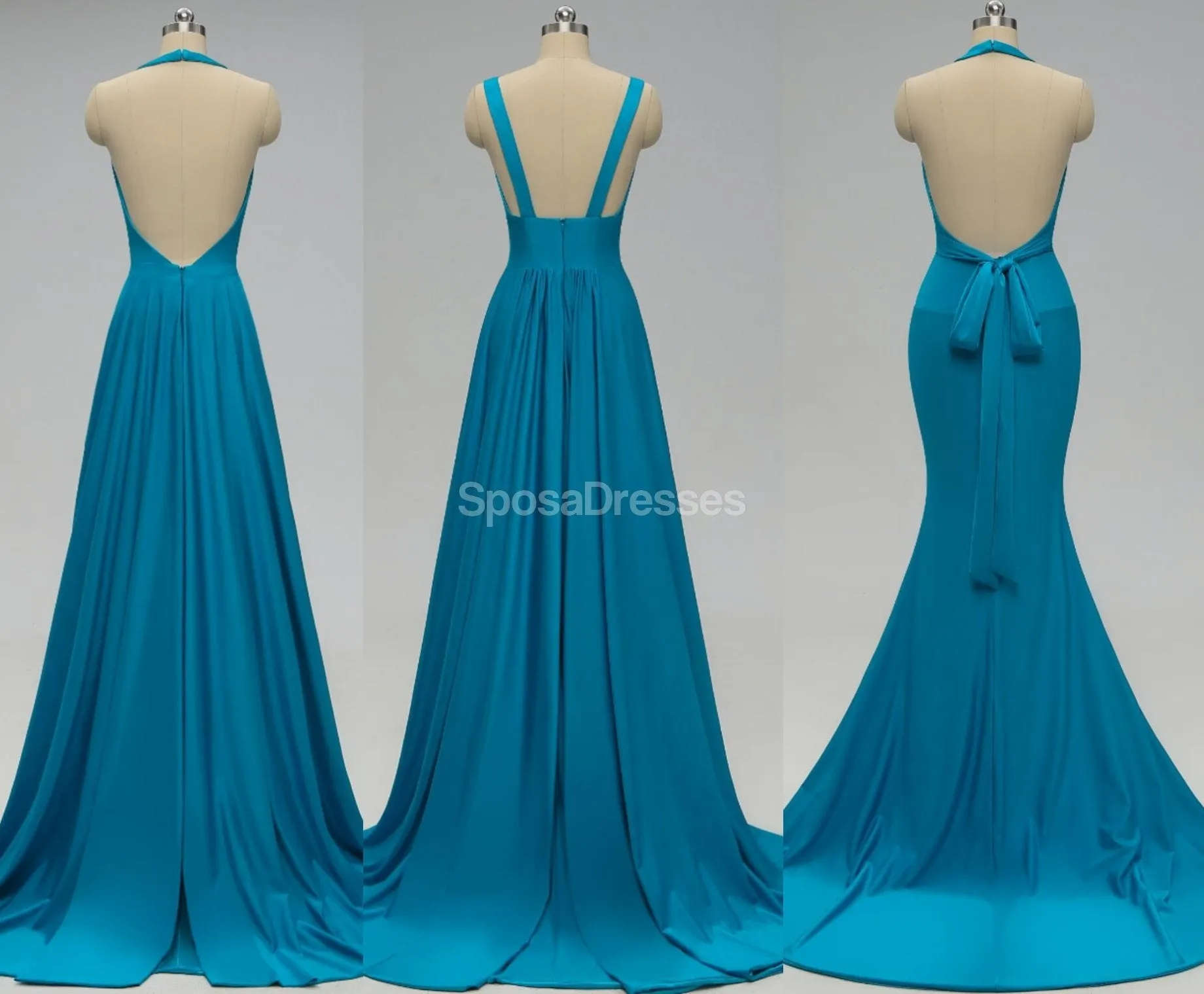 Sexy Mismatched Side Slit Long Gold Bridesmaid Dresses, WG229