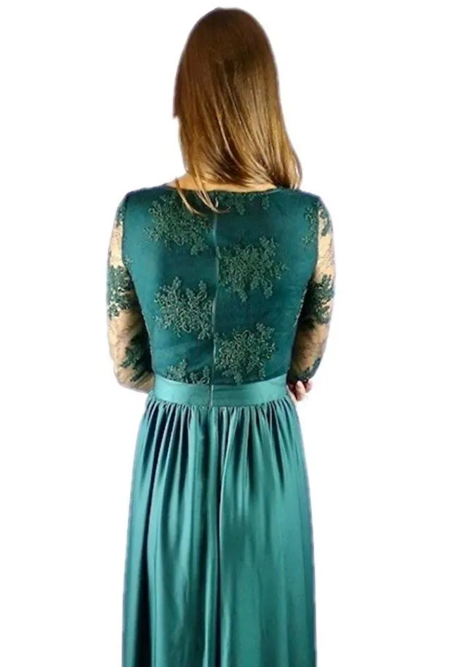 Sexy Slit Long Sleeve Prom Dresses V Neck Evening Party Dress