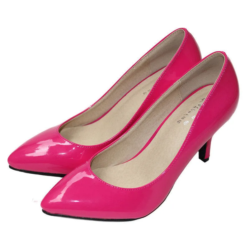 sheepskin pointed toe OL women pumps Genuine Patent leather spike heels women high heels shoes woman Size 34-41 D45