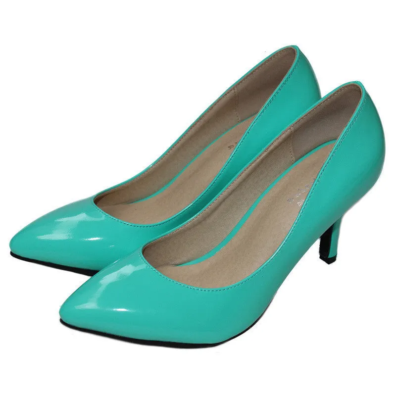 sheepskin pointed toe OL women pumps Genuine Patent leather spike heels women high heels shoes woman Size 34-41 D45