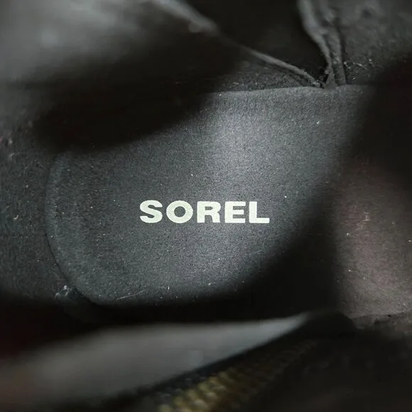 Sorel Ankle Wedge Booties Size 6.5 Black Leather Casual Short Platform Boots