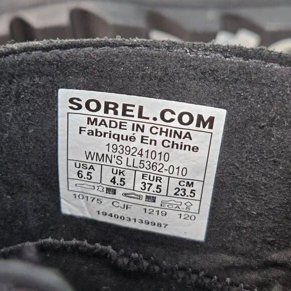 Sorel Ankle Wedge Booties Size 6.5 Black Leather Casual Short Platform Boots