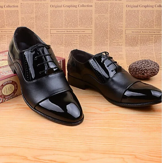 Spring Autumn Fashion Men Shoes Patent Leather Men Dress Shoes White Black Male Soft Leather Wedding Oxford Shoes BJ3073