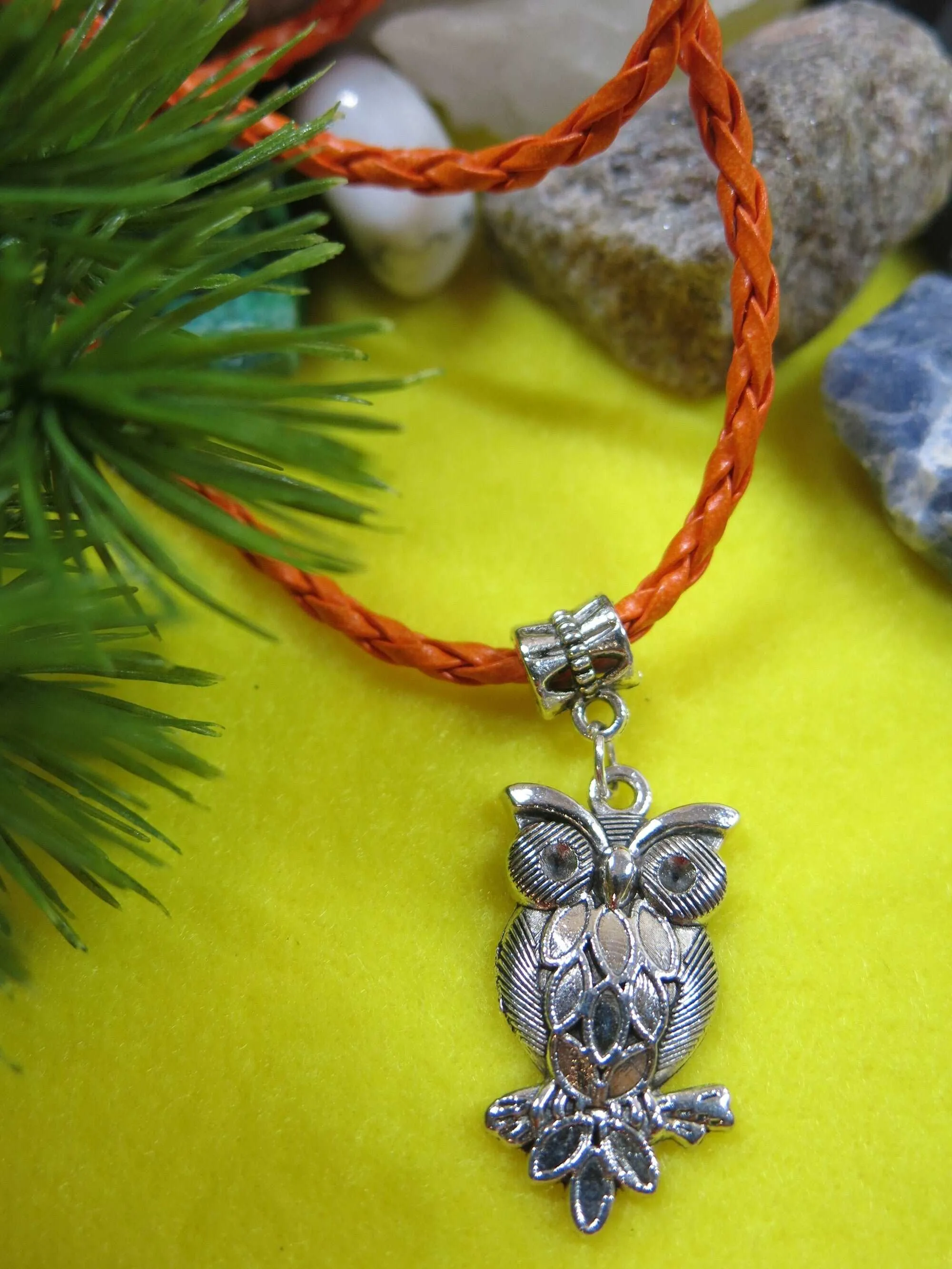 Stamped Gun Metal Charm Pendant on Leatherette Cord, Cute Owl, Snail, Cross or Butterfly Charm Necklace