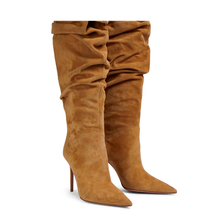 Suede High Heel Thigh High Boots