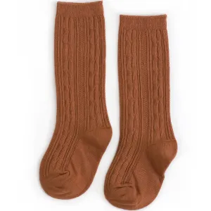 Sugar Almond Cable Knit Knee High Socks