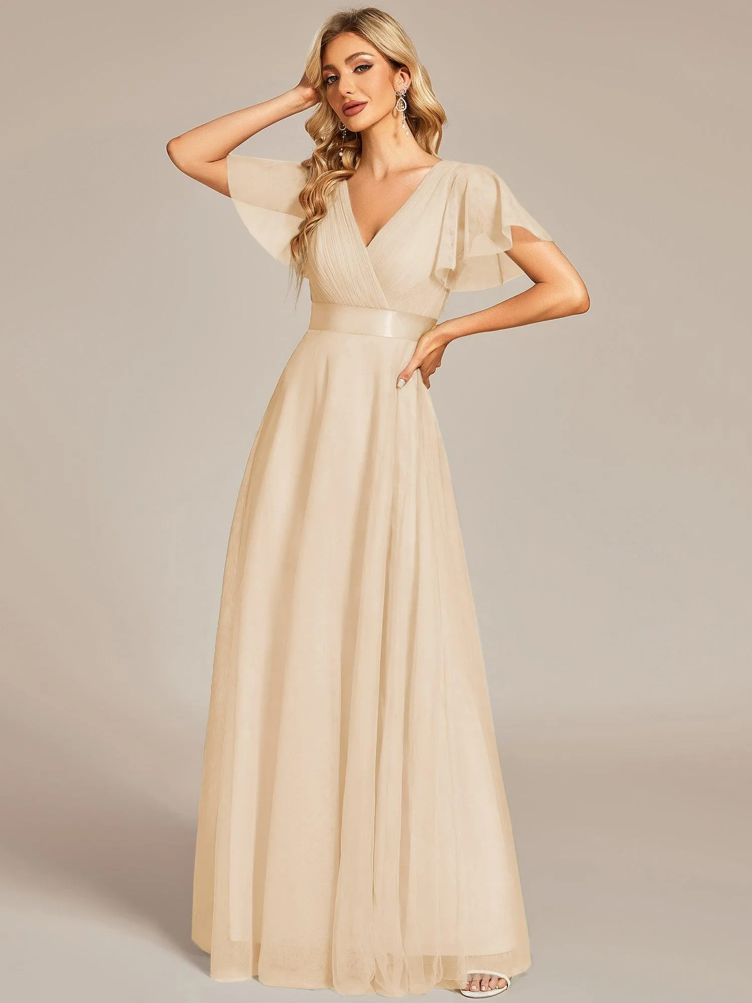 Taille personnalisée Robe de demoiselle d'honneur à manches courtes pour femme