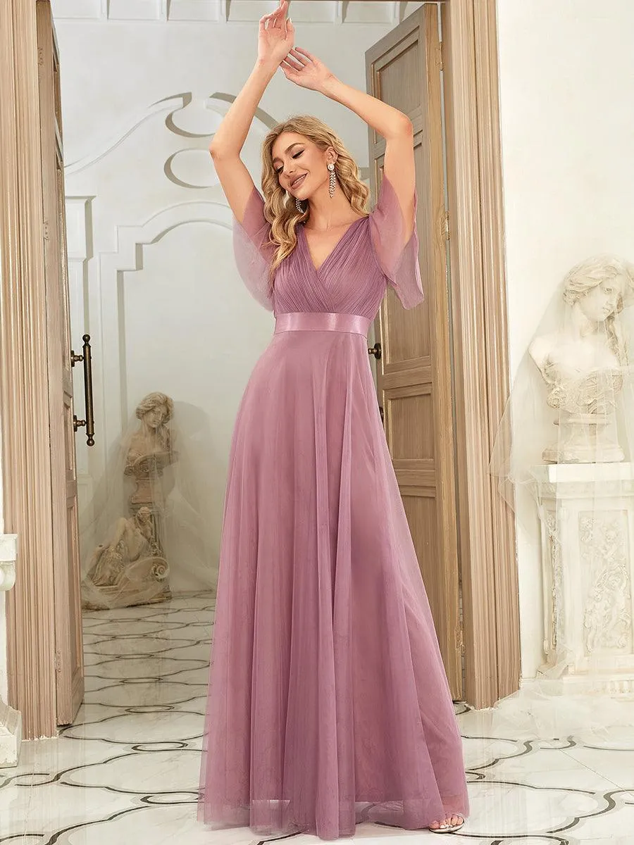 Taille personnalisée Robe de demoiselle d'honneur à manches courtes pour femme