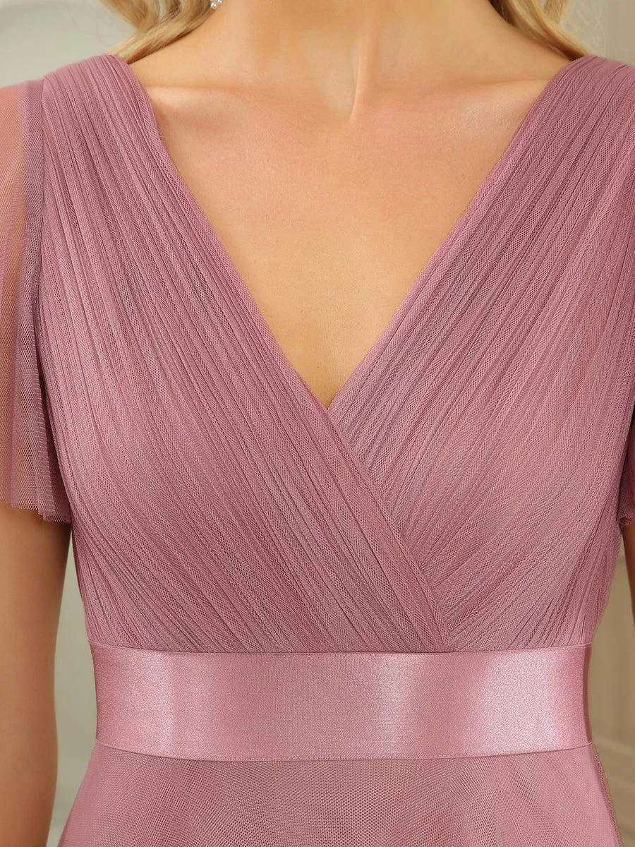Taille personnalisée Robe de demoiselle d'honneur à manches courtes pour femme