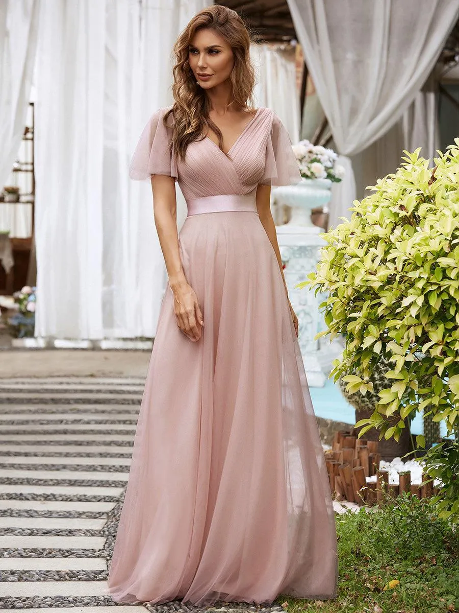 Taille personnalisée Robe de demoiselle d'honneur à manches courtes pour femme