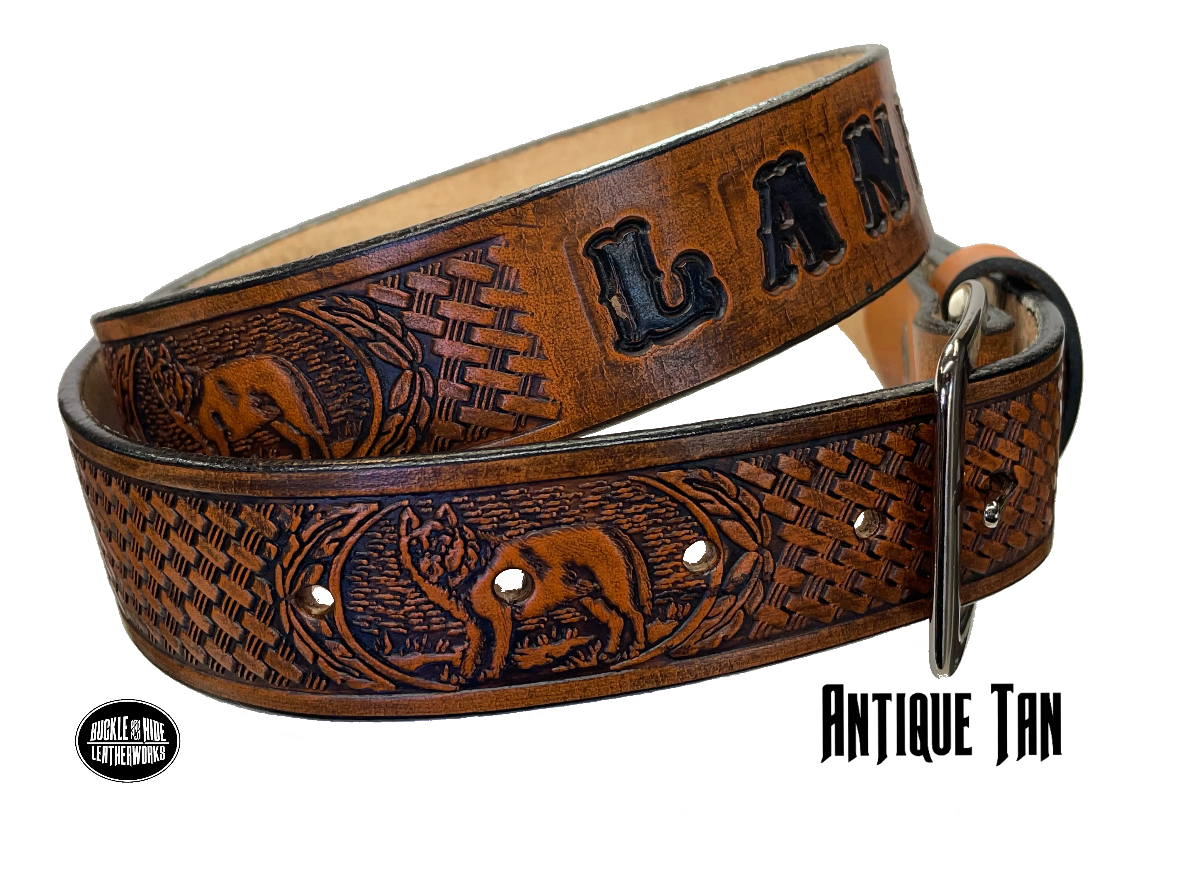 The "Lone Wolf" Name Leather Belt