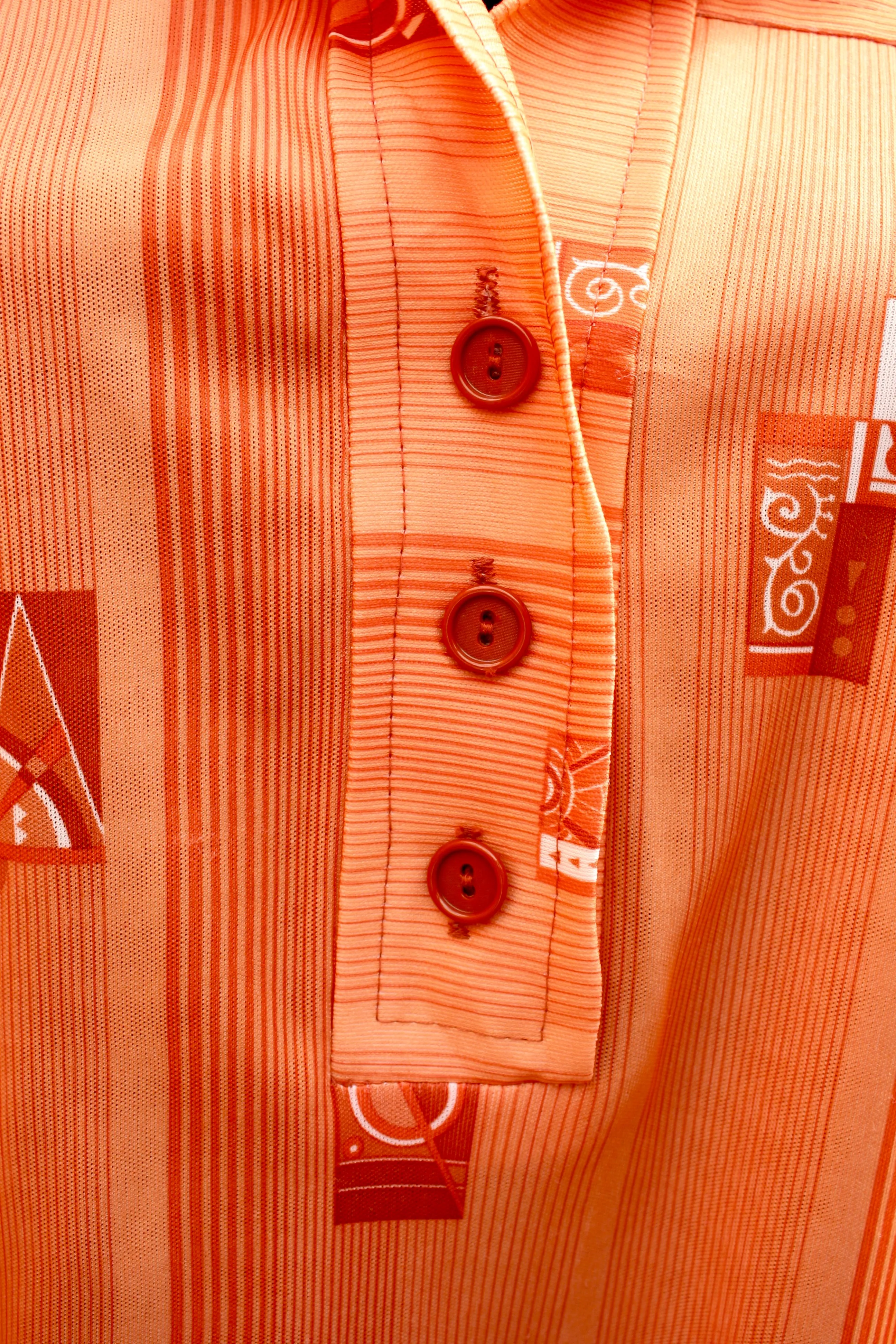 Vintage 70s Peach Collared Mini Dress
