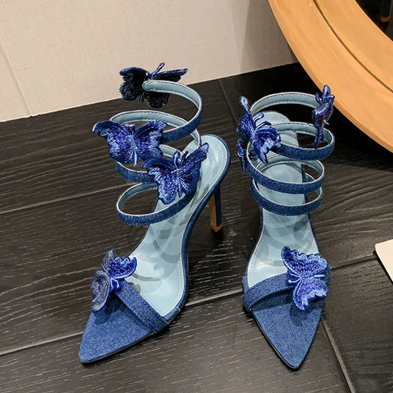 VougeVamp Women’s Butterfly Ankle Strap Gladiator Sandals – Sexy Pointed Toe High Heels for Summer Parties and Events