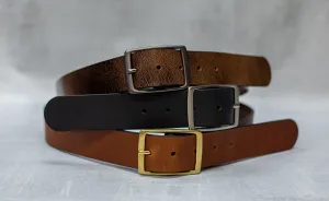 Water Buffalo Leather Belt, 1-1/2" wide, Square Buckle [Quick Ship]