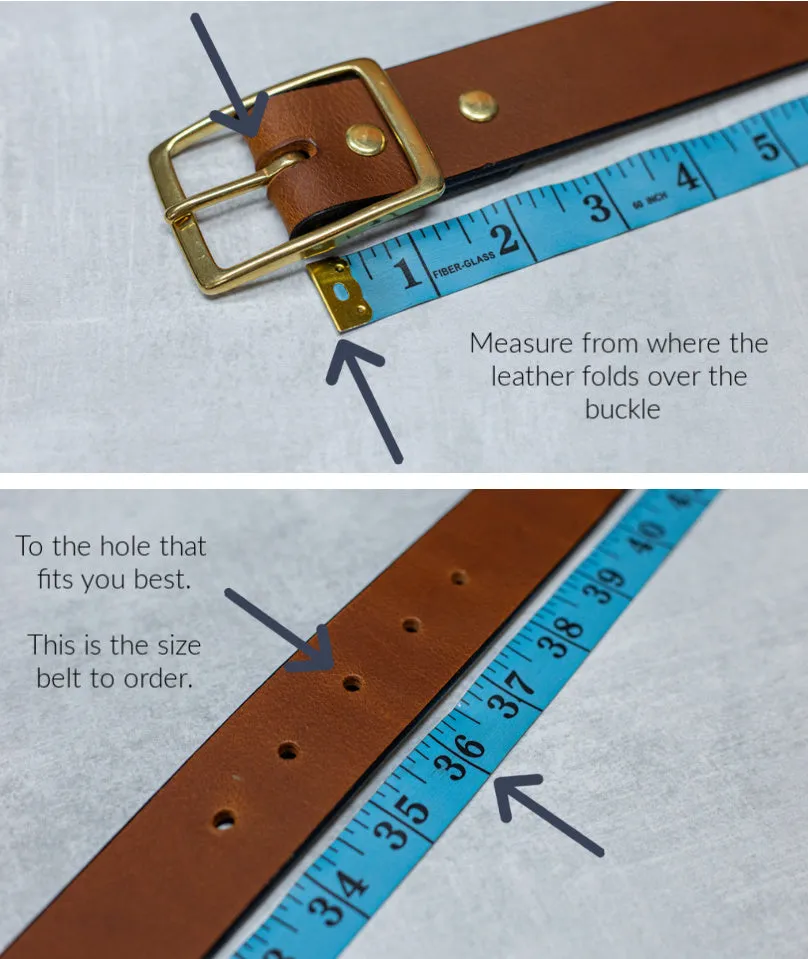 Water Buffalo Leather Belt, 1-1/2" wide, Square Buckle [Quick Ship]