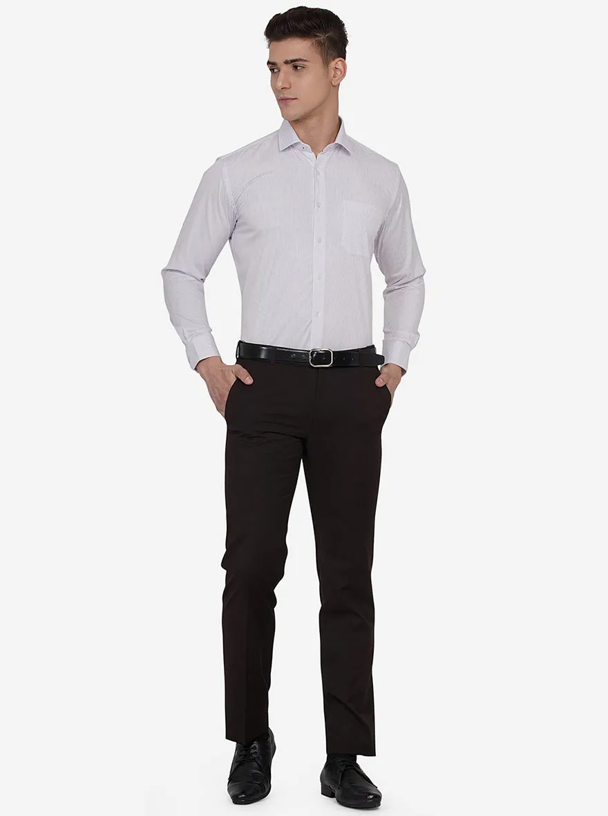 White & Purple Striped Regular Fit Formal Shirt | JadeBlue