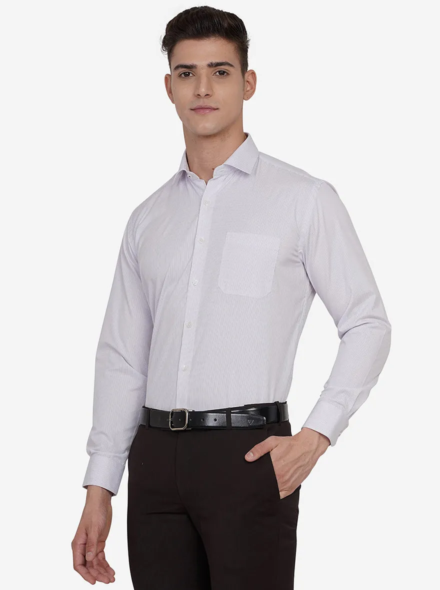 White & Purple Striped Regular Fit Formal Shirt | JadeBlue