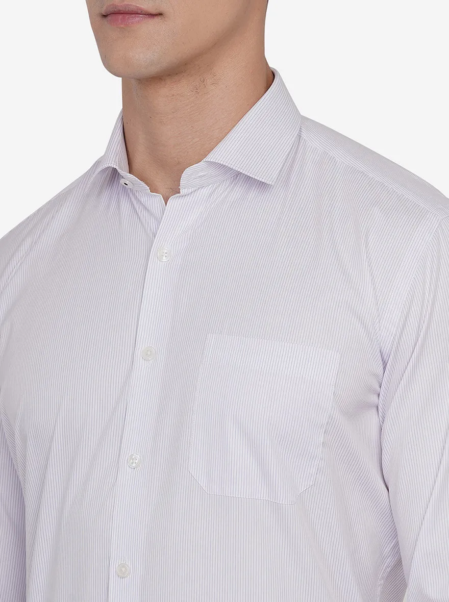 White & Purple Striped Regular Fit Formal Shirt | JadeBlue
