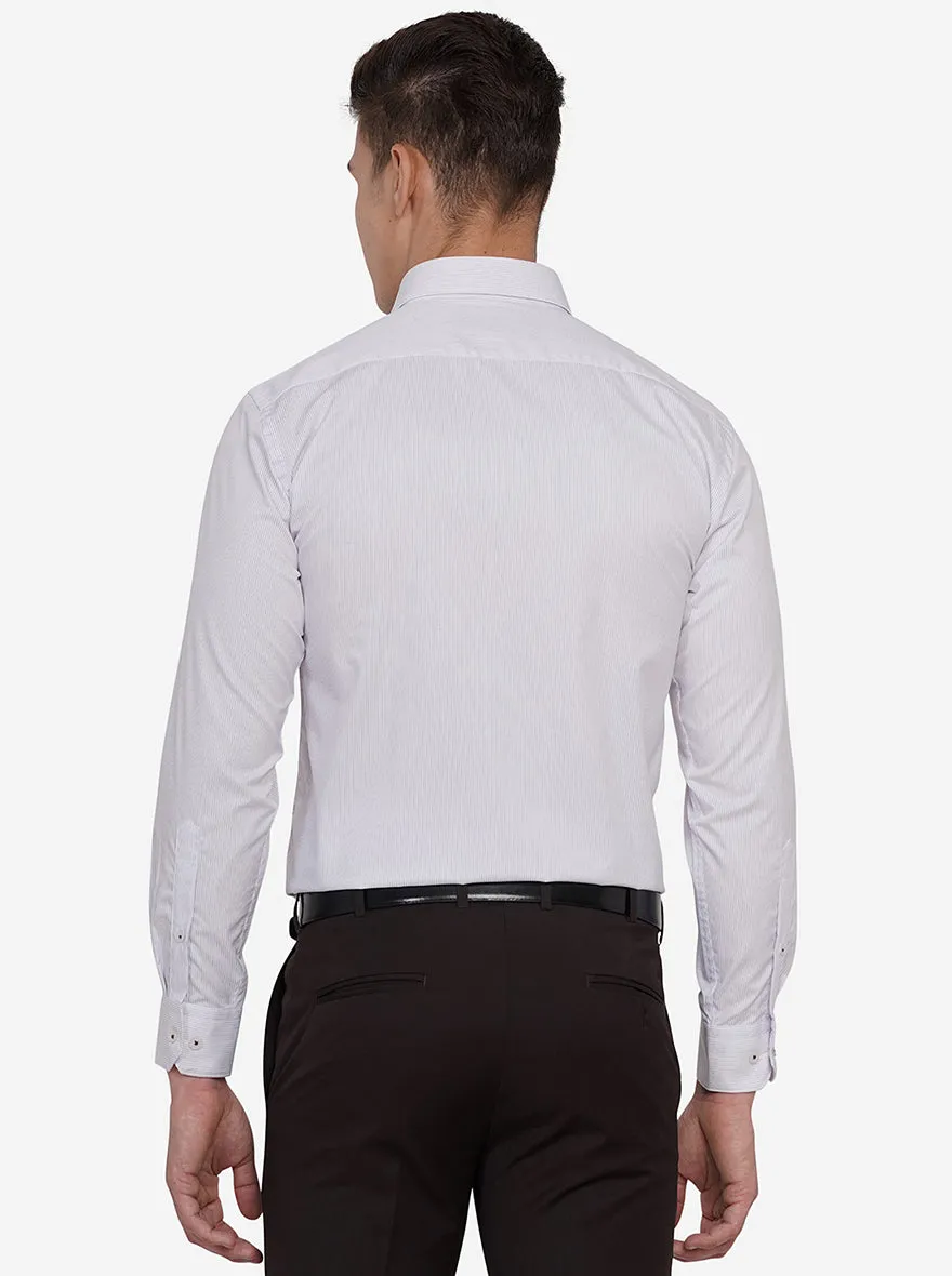 White & Purple Striped Regular Fit Formal Shirt | JadeBlue