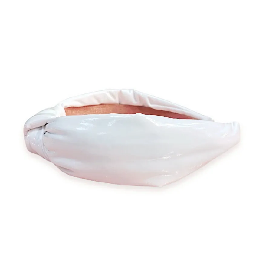 White Patent Leather Topknot Headband