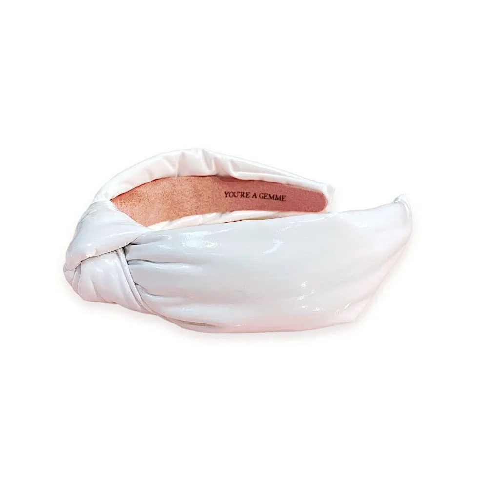 White Patent Leather Topknot Headband