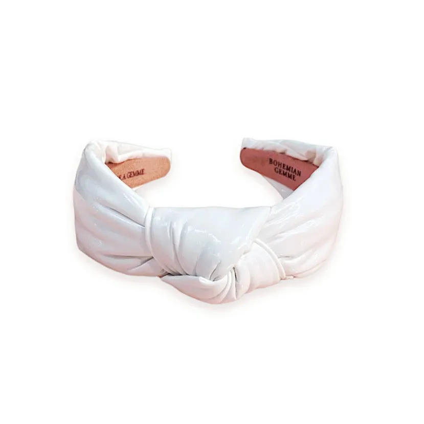 White Patent Leather Topknot Headband