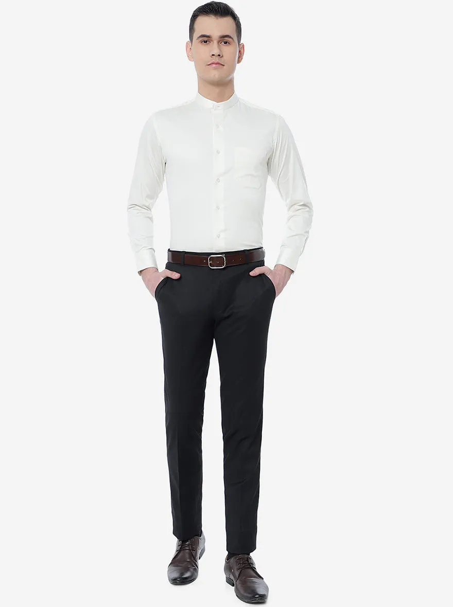 White Solid Slim Fit Formal Shirt | Metal