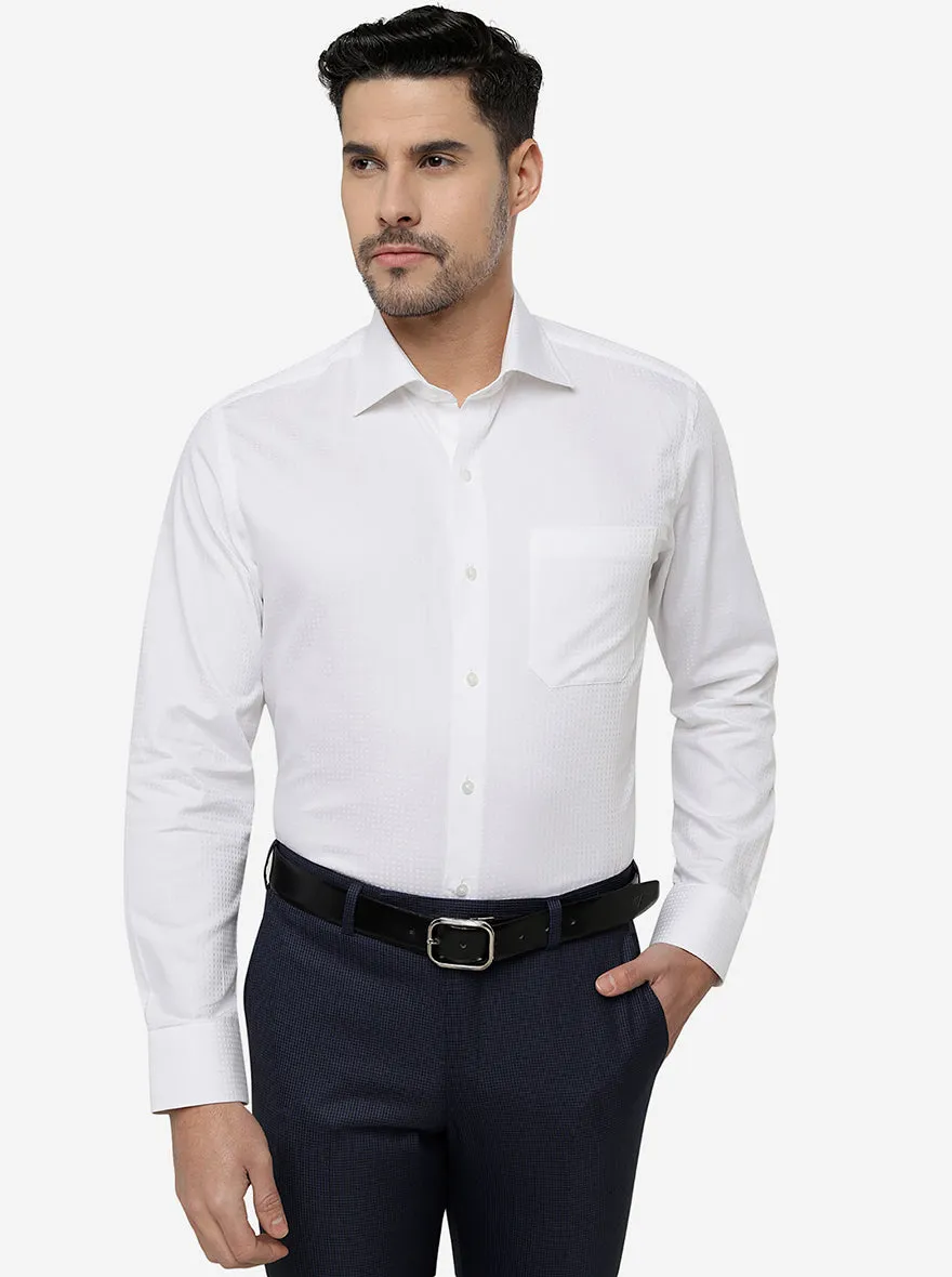 White Solid Slim Fit Formal Shirt | Metal